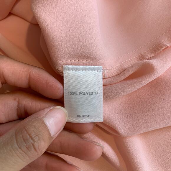J Jill Blouse Women XL Extra Large Dusty Pink Split Neck Tab Sleeve Asymmetrical - Picture 9 of 12